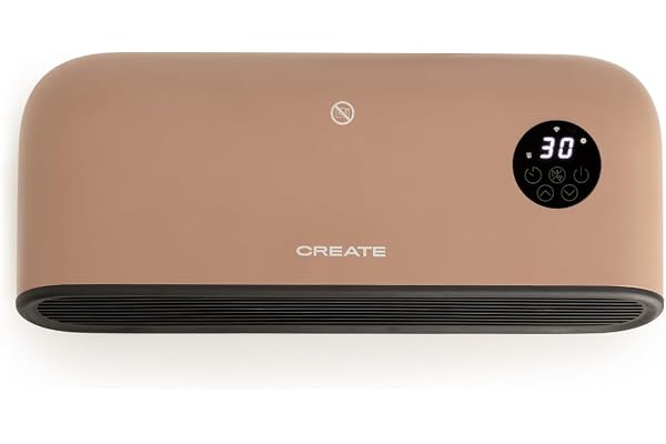CREATE/WARM WALL PRO/Chauffage mural ou au sol avec WiFi moka/Contrôle par application, jusqu'à 20m², détection de fenêtre ouverte, interrupteur anti-basculement, 3 modes, écran LCD, 2000W
