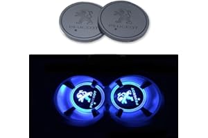 VeroCh 2 Pezzi Universale Auto Acrilico LED Portabicchieri,per Peugeot 2008 3008 4008 5008 607,con 7 Colori Luminescente Ricarica USB Sostituzione