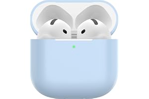 Nemteur Custodia per Airpods 4, Case Protettiva Sottile in Silicone per AirPods 4th 2024 (USB-C) Cover in Silicone Visibile con LED Frontale, Azzurro