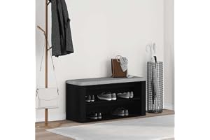 Ziaphsol Skåbänk, svart ek, 100 x 35 x 45 cm, trämaterial med förvaringsutrymme, sittbänk för hall och entré, platsbesparande