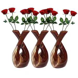 Wauood Double Face Ceramic Vase Two Sides Open Flower Pot, for Office Home Hotel Shop and Gift for Friends and Family Ceramic Vase Pack of 3 Pcs 8 inch Ceramic Vase (Red and White 3pcs)