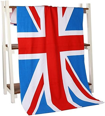 Vibrant Rise American Flag Beach Towel 100% Cotton Soft Comfort Blanket (British flag)
