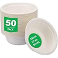 PACK OF 50 STRONG DISPOSABLE BOWLS for HOT & COLD FOODS, SOUPS, DESSERTS - 340ml/12oz, Biodegradable & Ecofriendly Paper Bowls, Perfect for Parties