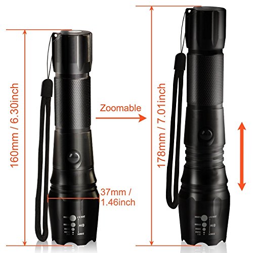 Taschenlampe LED T6 wiederaufladbare Zoombar Handlampe 5 Leuchtmodi wasserdicht Camping Lampe - 2