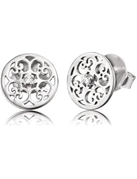 Engelsrufer Ohrstecker Ornament mit weißen synth. Zirkonia Silber rhodiniert, 13mm ERE-ORNA-ZI-ST