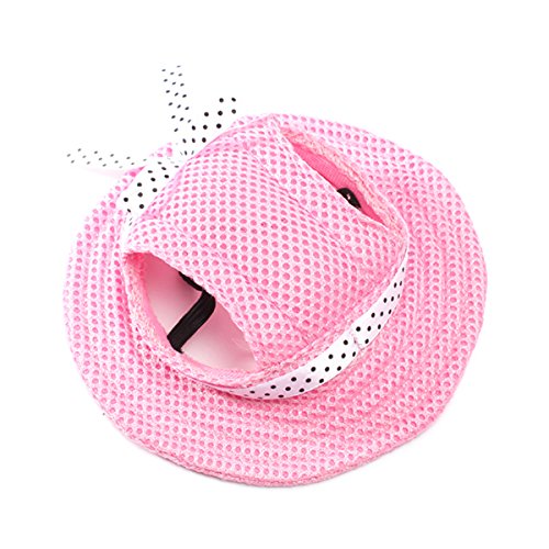 UEETEK-Pet-Dog-Hat-Porous-Mesh-Sun-Cap-Hat-with-Ear-Holes-for-Small-Dogs-Size-M-Pink
