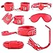 Produktbild 7 Pcs Adult Fetisch Bondage,JELLYEA Paare Sex Spielzeug Restraint Sets Fesseln Werkzeuge für Schlafzimmer Spaß,Rot