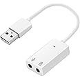 7.1 USB External Sound Card Audio Adapter LEIHONG USB2.0 to 3.5MM Audio Output Microphone Input Converter Plug and Play for Windows/Vista/Win7/Linux/WinCE/Android/Mac-White