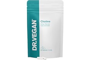 DR VEGAN Choline Bitartrate 600mg Supplement | Brain and Memory Function | 60 Vegan Capsules | Two-A-Day | DR.VEGAN