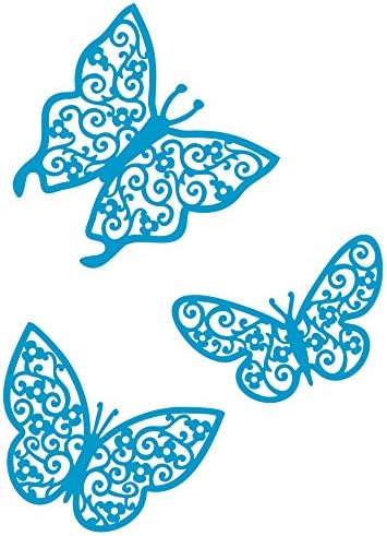 Metal Monkey Stickers 3 Filigree Butterfly Stained Glass Effect Window Sticker 10cm Sky Blue