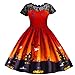 Produktbild Lazzboy Kleinkind Teen Kinder Mädchen Halloween Lace Geraffte Print Kleid Party Kostüm Kleidung Bezaubernde Hexe(Orange,Höhe:130)