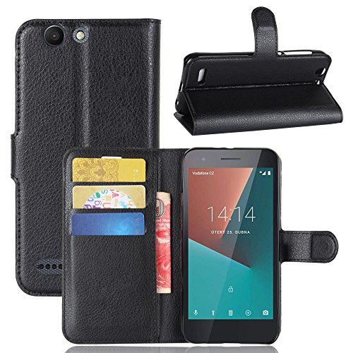 Custodia Vodafone Smart E8, Frlife Custodia Portafoglio in pu Pelle, Portafoglio Cover con Porta Carte, Funzione Stand, Chiusura Magnetica Per Vodafone Smart E8 smartphone Nero