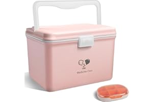 ZORVIDSON Medicine Box With Latch Lock,Box For Medication with Pill Case To Store Medicine And Pill for Home,12.63 * 9.88 * 9.05 inches (Pink)