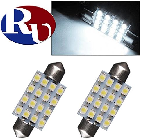 RVNI 2x 39mm Festoon 16-SMD 1.54" inch Car License Plate Light Pure White LED Bulb C5W DE3425 6411 6418