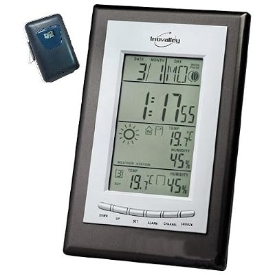 Inovalley SM121 - Station météorologique sans fil avec capteur extérieur : affichage température intérieure et exterieure, capteur humidité et prévisions météo