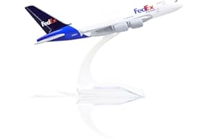 QIYUMOKE Airbus A380 FedEx Express 1/400 Modello di aeroplano in metallo pressofuso con supporto Kit modello in lega di aereo di linea per regalo per gli appassionati di aviazione