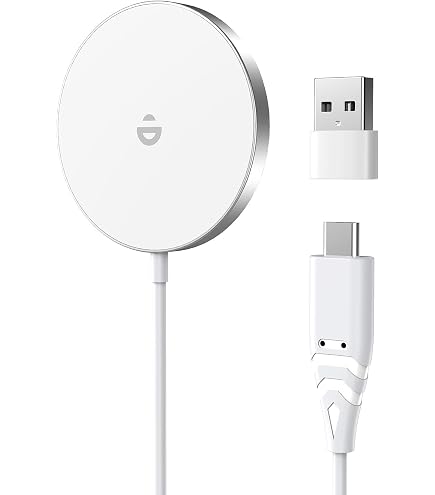 Caricatore Wireless Magnetico Ad Attrazione, Ricarica Rapida Per IPhone 12-17 E Cuffie, Lega Di Alluminio, Cavo USB-C 0,87 M, Nero Compatto