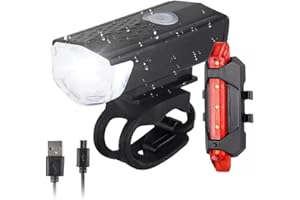 GENÉRICO Luz Bicicleta Delantera Y Trasera Led Alta Potencia 300 Lumenes Recargable USB Impermeable para Bici Patinete Eléctrico - Foco Kit De Light Linterna Eléctrica Potente Intermitente MTB