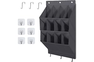 NELLHOMY Schuh Organizer Hängend, Hängend Schuhaufbewahrung mit 3 Hake und 6 Stück Selbstklebend Haken, Tür Schuhregal mit 12 Tiefe Taschen für Schrank für Camping Schrank, Schlafsaal und wohnmobil