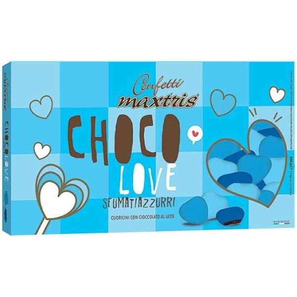 Confetti Al Cioccolato Fondente Celeste - Cioccolatini Ricoperti Zucchero Azzurro
