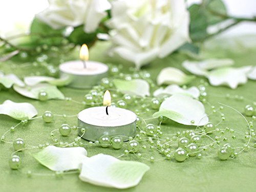 Perlengirlande hellgrün 5 Stück á 1,3m Tischdeko Hochzeit Taufe Weihnachten - 3