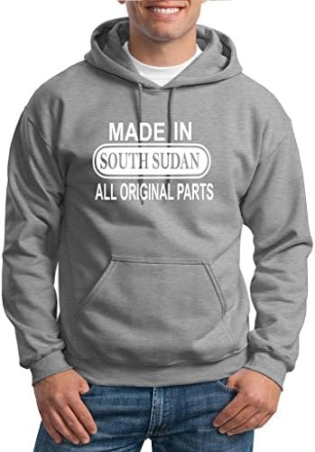 Made In South Sudan All Orignal Parts Men Hoodie White Sport Grey XL To Fit Chest 44-46" (106-111cm)