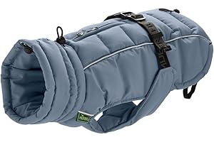 HUNTER Hundemantel Paxson, Farbe: taubenblau, stylischer Puffermantel, wasserabweisend, reflektierende Details, idealer Sitz, warme Wattierung, maschinenwaschbar, Größe: 35