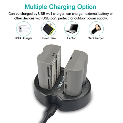Newmowa Double USB Chargeur pour Nikon EN-EL3 EN-EL3E Nikon D50 D70 D70s D80 D90 D100 D200 D300 D300S D700