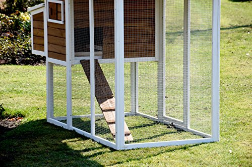 dobar 23034FSC Großer dekorativer Hühnerstall oder Kleintierstall XL mit Freigehege und 3er-Legebox, 180 x 90 x 145 cm, weiß-braun-schwarz - 4