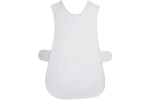 MyShoeStore Pack of 2 Ladies Womens Tabard Home Work Kitchen Cleaning Chef Catering Cleaners Workwear Overall Piping Edge Tabbard Apron With Large Pocket Side Button Fastening Plus Big Size S-3XL