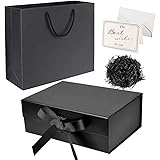 CHEVVY Scatola Regalo Magnetica con Coperchio Scatole Regalo con Fiocco Scatola Buste Card Confezione Nero Regalo Decorativa 