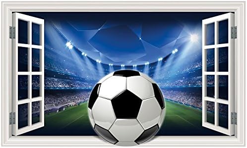 FOOTBALL WALL STICKERS ART MURAL WALLPAPER SPORT Wall FOOTBALL STICKER FOR BEDROOM Boys Girls LARGE CHILDREN FOOTBALL WALL STICKERS - 57 cm X 95 cm (22" X 37") LARGE WINDOW STYLE ART SFF