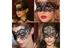 Dusenly 4pcs Black Lace Masquerade Mask Women Venetian Masks Lace Maskes for Party Evening Prom Ball Bachelorette Party Costumes Accessories
