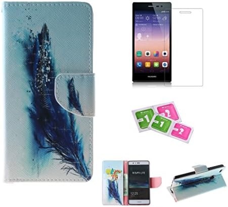 HUAWEI P9 Lite/G9 case, JGNTJLS [with Free Tempered Glass Screen Protector] Premium PU Leather Wallet Embedded Flip Magnetic Detachable Close Lock with [Colorful-Pattern] and [Credit Card Holder Slots] Smart Standing Folio Book Style Type Stylish Ultra Slim Fit Protective Folder Case Cover Skin for HUAWEI P9 Lite/G9 5.2" Inch (Pink,Feather)
