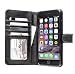 Produktbild iPhone 6 Plus Hülle | Tasche aus Luxus Leder mit Kartenfach für 5.5 Zoll Handy | Auch für 6s Plus | Vorne und Hinten Brieftasche | 2 in 1 Book Case Etui | Original Adento Marken Design | Schwarz