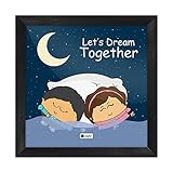 Indigifts Valentines Day Lets Dream Together Quote Cute Young Couple Holding Hands Blue Poster Frame 8x8 inches - Gift for Boyfriend-Girlfriend-Husband-Wife-Birthday, Anniversary, Posters for Wall