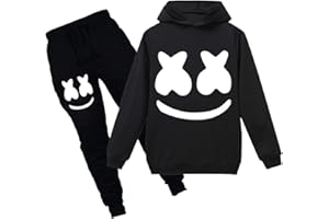 FLYCHEN Ragazzi e Bambini Tuta Sportiva Casuale Allentato a Tinta Unita Bellissimo Display Felpa con Pantaloni per Ragazzi