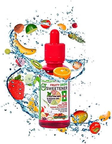 ALPHAPOWER FOOD Natural Sweetener I Liquid Fruity Drops 50ml Sugar Replacement - Substitute with only 0,2 Calories per Serving
