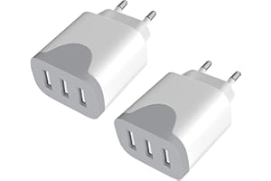 FDHJGFTR Chargeur USB 2Pack, Prise USB Multiple 3 Ports Adaptateur Charge Rapide Universel Prises pour lPhone 14/13/12/11 Pro Max Mini SE XR XS Max S amsung G alaxy S21 S20 A71 A51 Note 20 Xiaomi Plug Charger