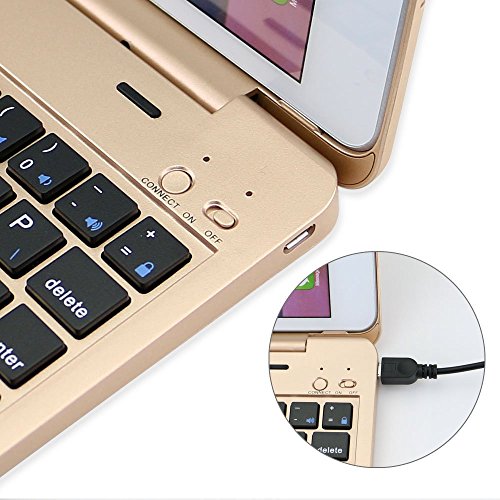 iPad Mini 4 Tastatur Fall Gold, dingrich Ultra Slim Premium Aluminium drahtloser Bluetooth Tastatur Schutzhülle Ständer Cover Hartschale Kunststoff Flio Cover porfolio Displayschutzfolie Fall Laptop Stilvolle QWERTY Tastatur Hülle für Apple iPad Mini 4 Tablet + Displayschutzfolie + Stylus - 9