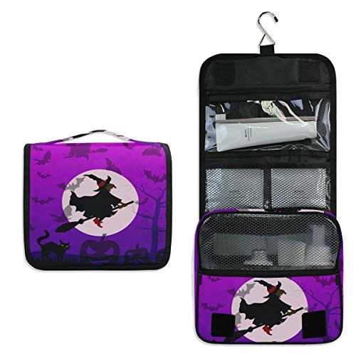 Preisvergleich Produktbild Doshine Kosmetiktasche für Halloween, Katze, Hexe, Kürbis, zum Aufhängen, große Aufbewahrung, Make-up-Tasche für Frauen, Mädchen, Reisen, Badezimmer