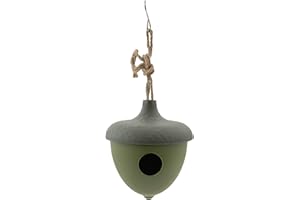 Point-Virgule Nido per uccelli, casetta per uccelli da appendere, glande verde, 16 x 16 x 19 cm
