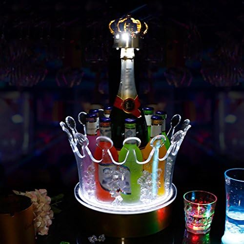 XINYE Acrylic Small Ice Bucket LED Crown Shape Glowing For Bar,10.63*10.63 inches , 7 color