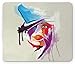 Price comparison product image Girls Mouse Pad, Digital Abstract Woman Face Figure with Splash Paint Drops Modern Picture, Standard Size Rectangle Non-Slip Rubber Mousepad, Grey Purple Blue Red