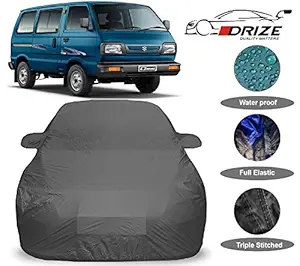 DRIZE Prime Quality Car Body Cover for Maruti Suzuki Omni with Mirror Pockets-Triple Stitched-Fully Elastic-Ultra Surface Body Protection (Grey Look)