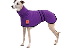 Ginger Ted Warm Fleece Greyhound Whippet Lurcher Dog Jumper size 24"/61cm Purple - for sighthounds & narrow build dogs, windproof polarfleece, long neck sweater coat style