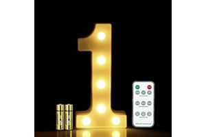 HONPHIER® LED Number Lights Remote Control Marquee Decoration Light Up Numbers Night Light Lights Sign for Home Party Wedding Anniversary Decor Battery Operated (1)