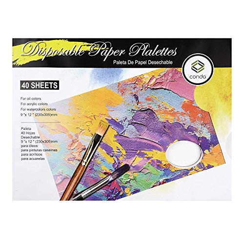 CONDA Bloc de 40 paletas desechables para pintura, 23cm x 30,5cm (9x12 pulgadas)