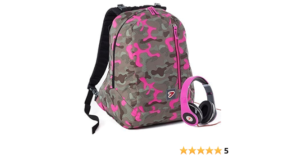 Seven Zaino The Double Camouflage - Fuxia Rosa Cuffie Stereo con Grafica  Abbinata Incluse! 2 Zaini in 1 Reversibile : Amazon.it: Valigeria