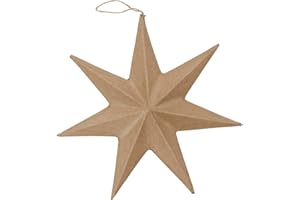 Décopatch NO011Opack - Un Lot de 2 Supports en Papier brun mâché 4,1x20x20 cm, Etoiles à suspendre